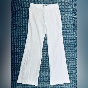 Vince Women’s White Linen Cotton Straight Leg Trousers
